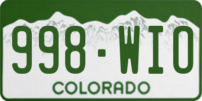 CO license plate 998WIO