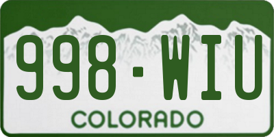 CO license plate 998WIU
