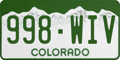 CO license plate 998WIV