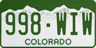 CO license plate 998WIW
