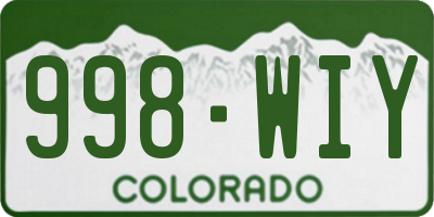 CO license plate 998WIY