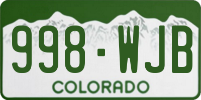 CO license plate 998WJB