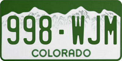 CO license plate 998WJM