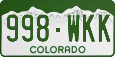CO license plate 998WKK