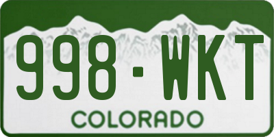 CO license plate 998WKT