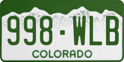 CO license plate 998WLB