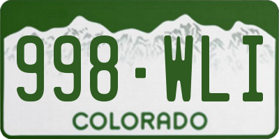 CO license plate 998WLI