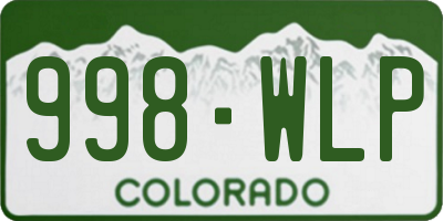 CO license plate 998WLP