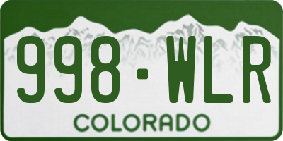 CO license plate 998WLR