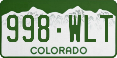 CO license plate 998WLT