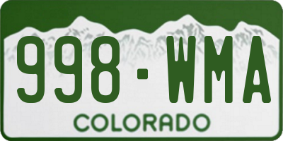 CO license plate 998WMA