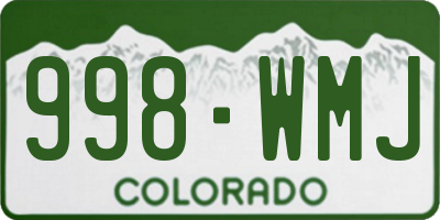 CO license plate 998WMJ
