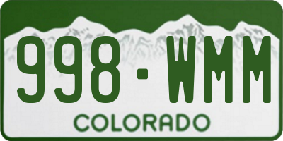 CO license plate 998WMM