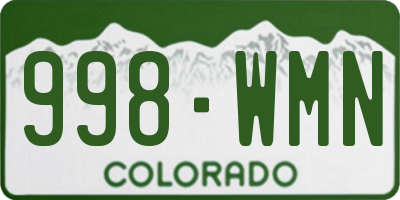 CO license plate 998WMN