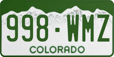 CO license plate 998WMZ