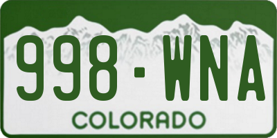 CO license plate 998WNA