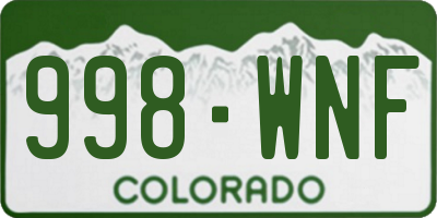 CO license plate 998WNF