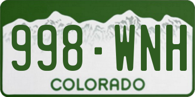 CO license plate 998WNH