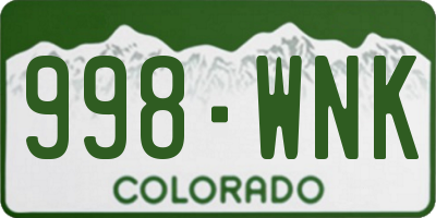 CO license plate 998WNK