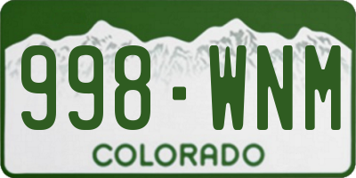 CO license plate 998WNM