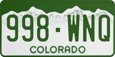 CO license plate 998WNQ