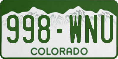 CO license plate 998WNU