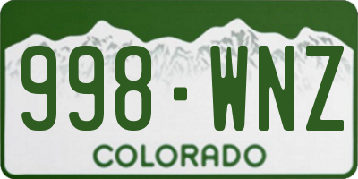CO license plate 998WNZ