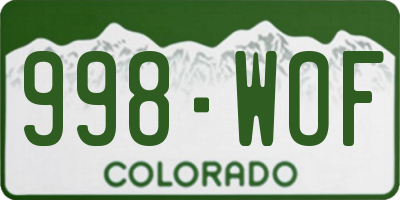 CO license plate 998WOF