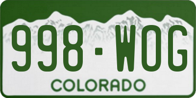 CO license plate 998WOG