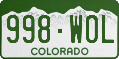CO license plate 998WOL