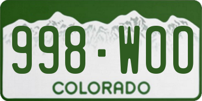 CO license plate 998WOO
