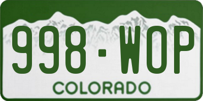 CO license plate 998WOP