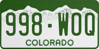 CO license plate 998WOQ