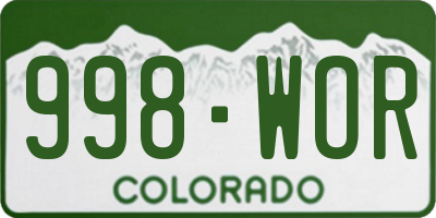 CO license plate 998WOR