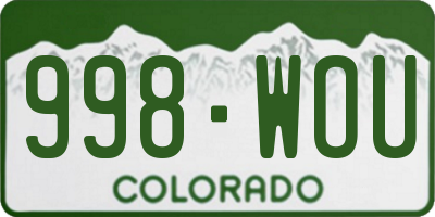 CO license plate 998WOU