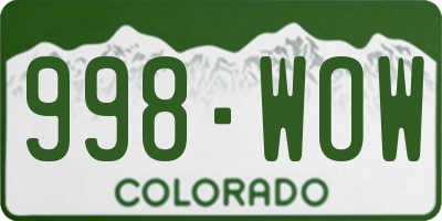 CO license plate 998WOW