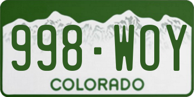 CO license plate 998WOY