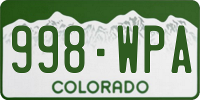 CO license plate 998WPA