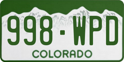 CO license plate 998WPD