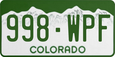 CO license plate 998WPF