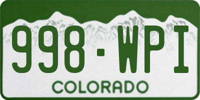 CO license plate 998WPI