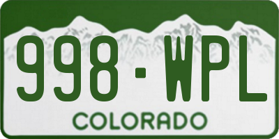 CO license plate 998WPL