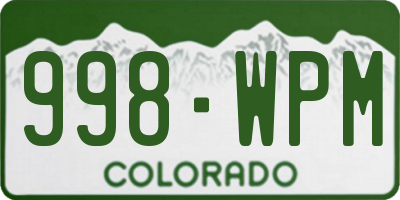 CO license plate 998WPM