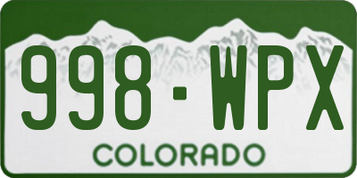 CO license plate 998WPX