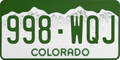 CO license plate 998WQJ
