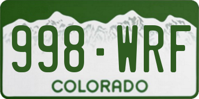 CO license plate 998WRF