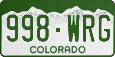 CO license plate 998WRG