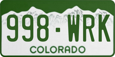CO license plate 998WRK