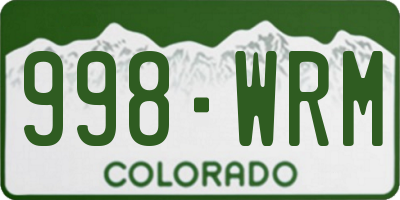 CO license plate 998WRM