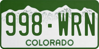 CO license plate 998WRN